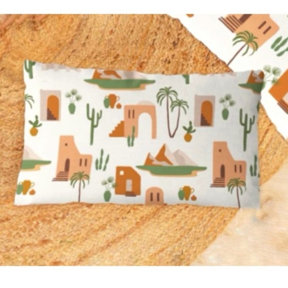 Pillow Cover Southwestern Cactus Buildings Western Zip Rectangle 19.7 X 11.8 - Picture 2 of 15